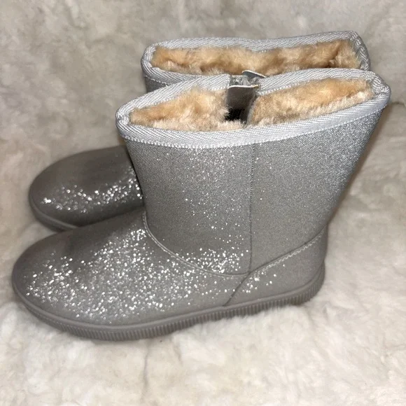 CAT & JACK Silver Glitter Bling Fur Lined Girls Boots NWTs -DIFFERENT SIZES - Picture 7 of 13